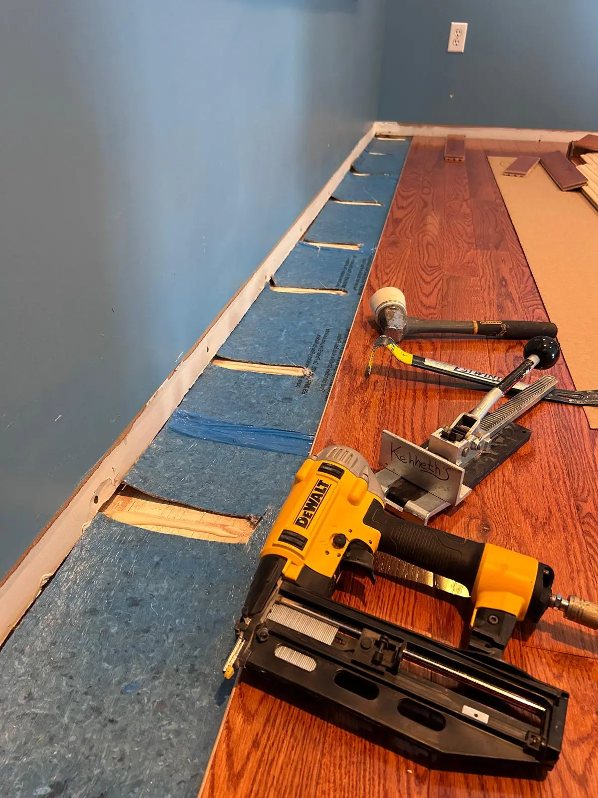 Hardwood floor repair matching existing boards